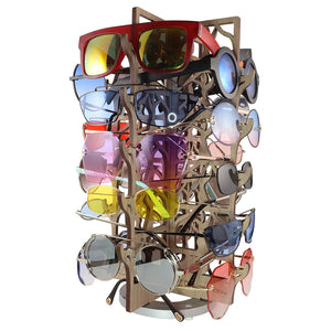 Rotating Walnut Sunglasses Rack - 20-Pair - Dancer Collection