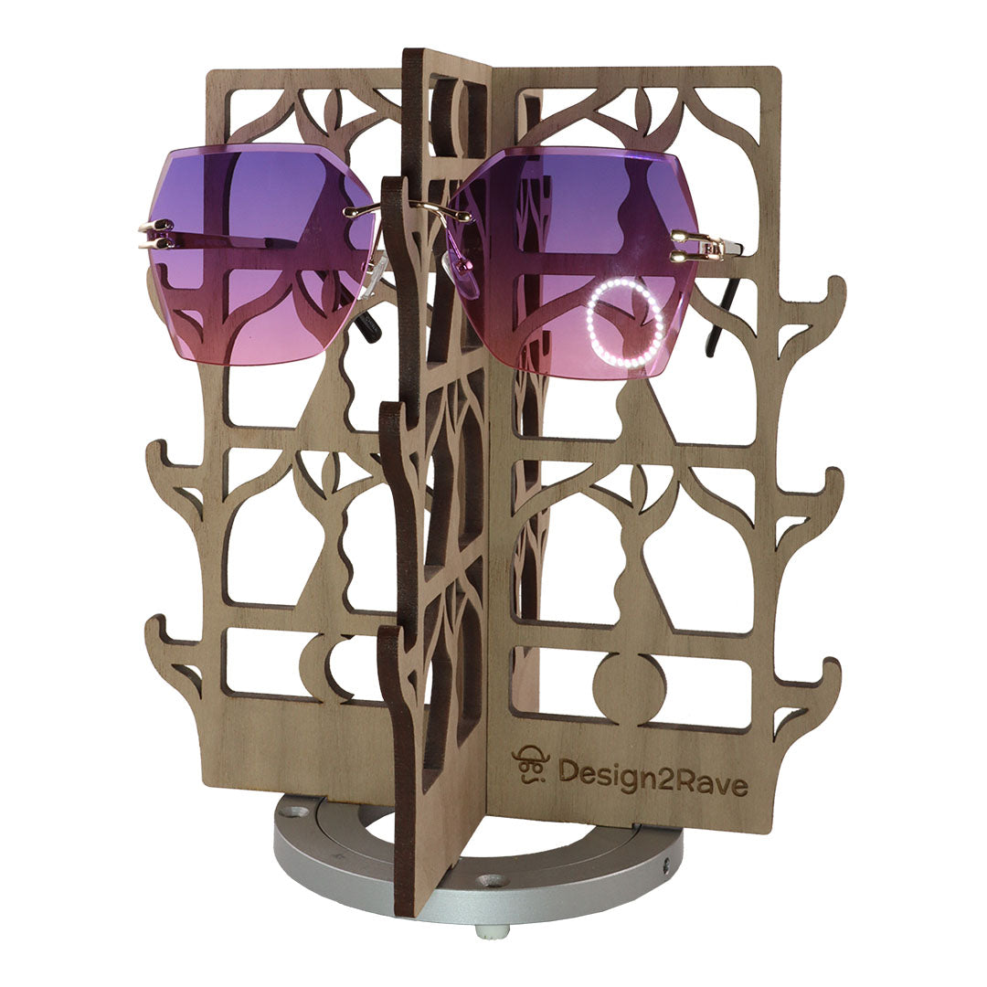 Rotating Walnut Sunglasses Rack - 12-Pair - Dancer Collection – Design2Rave